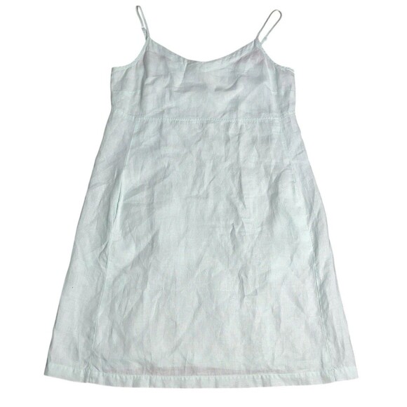 Eileen Fisher Linen Dress Womens Size M Green Tunic Shift Sun Dress Pockets - Picture 1 of 7